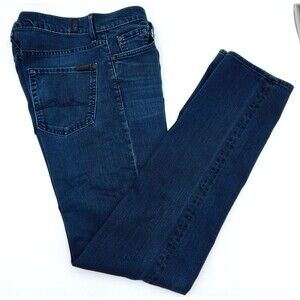 7 For All Mankind Jeans Mens Size 33 Blue Slimmy Dark Wash Tapered Leg Stretch B